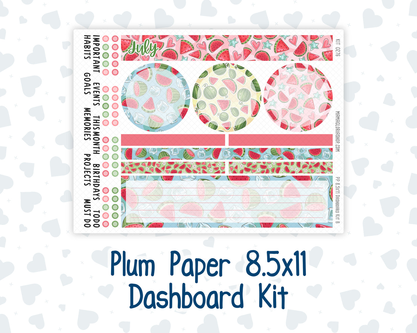 Kit 0276 - 8.5x11 - Plum Paper - Dashboard Kit - July - Melon Crush