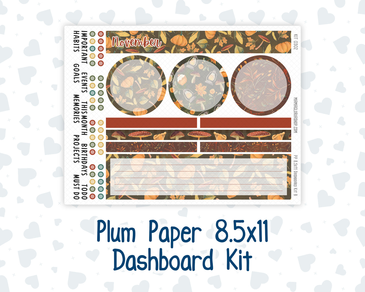 Kit 0302 - 8.5x11 - Plum Paper - Dashboard Kit - November - Thankful Season