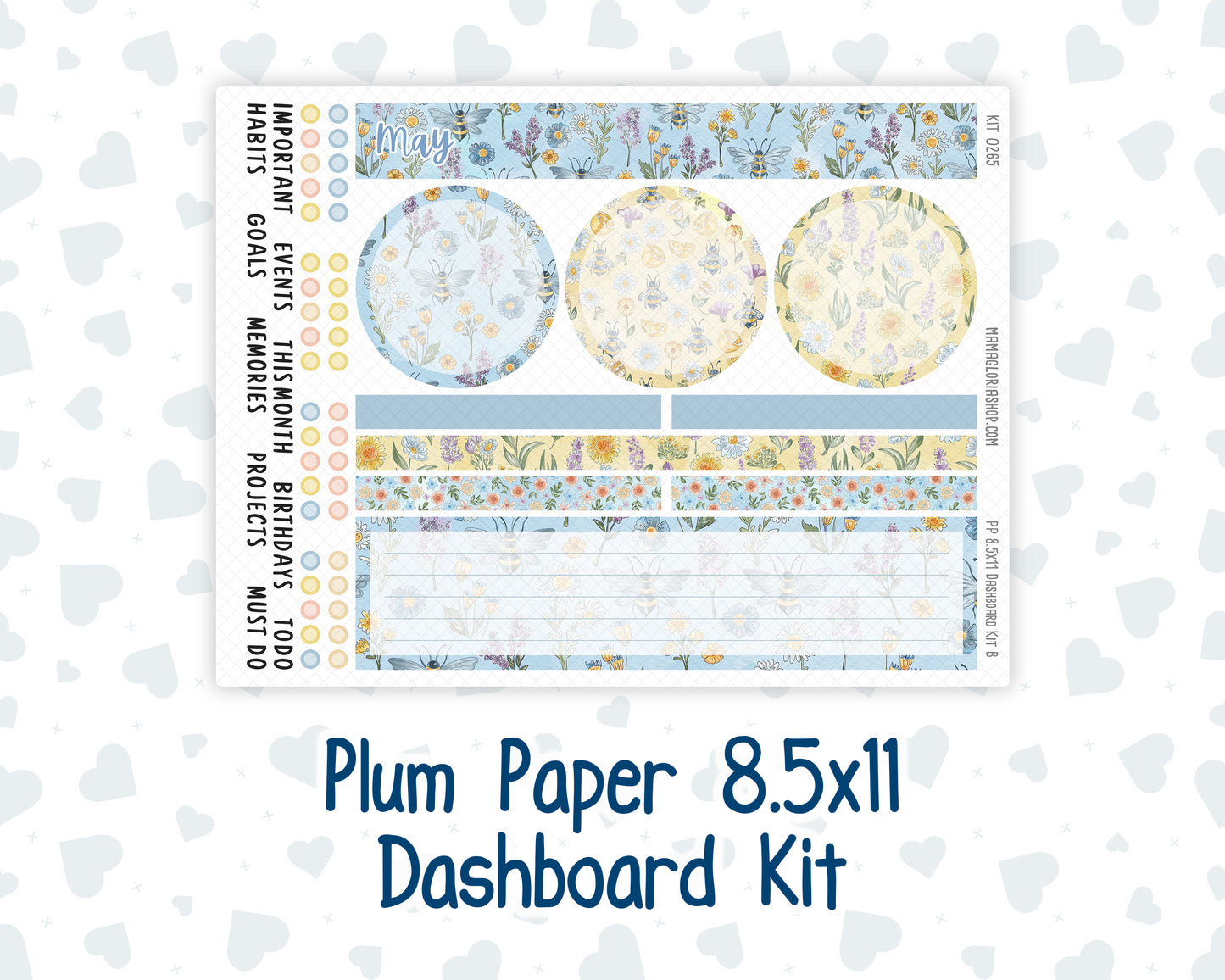 Kit 0265 - 8.5x11 - Plum Paper - Dashboard Kit - May - Honeybee Sky