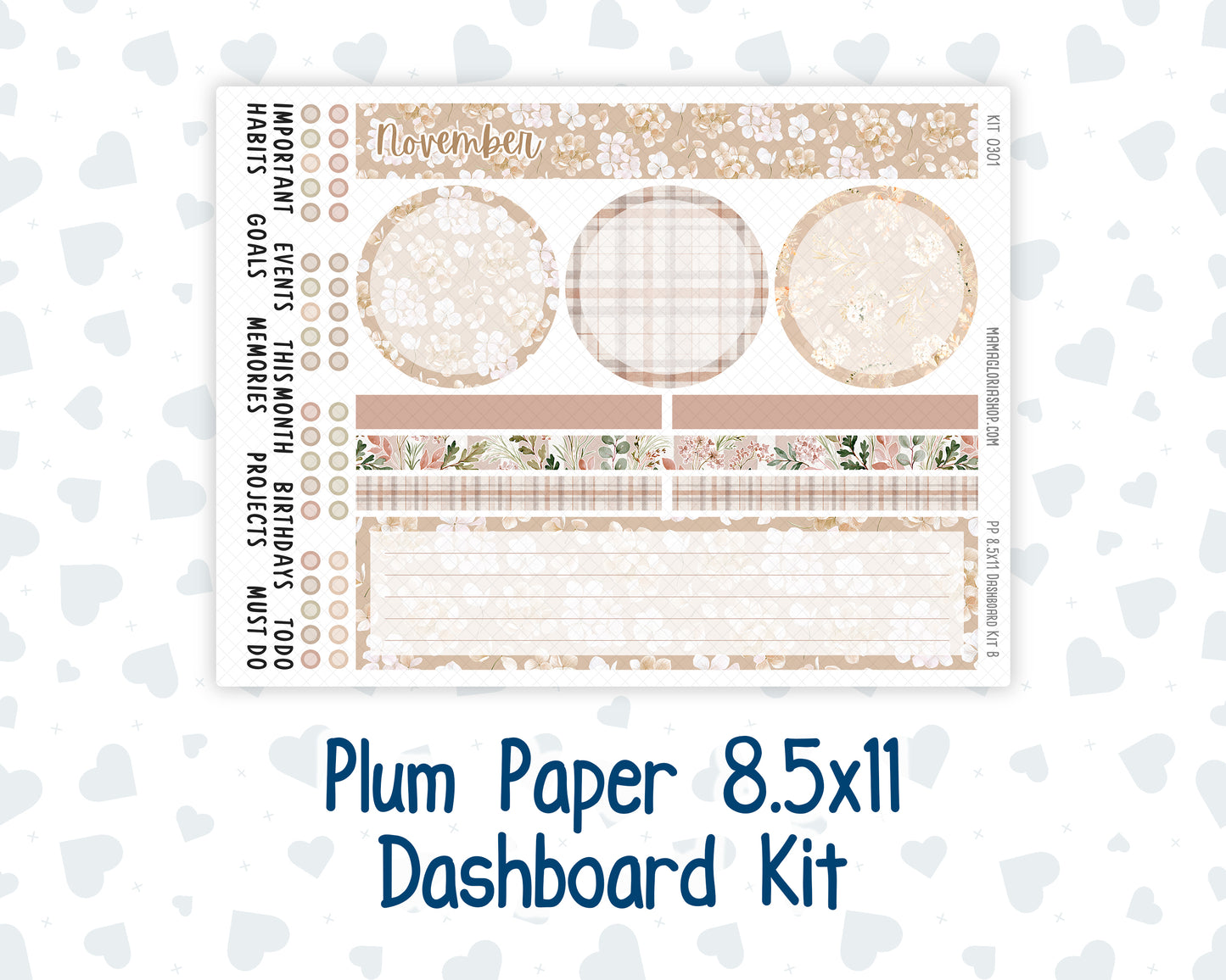 Kit 0301 - 8.5x11 - Plum Paper - Dashboard Kit - November - Sunday Comfort