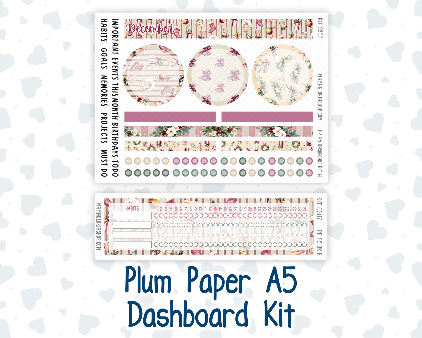 Kit 0307 - A5 - Plum Paper - Dashboard Kit - December - Velvet Hearth