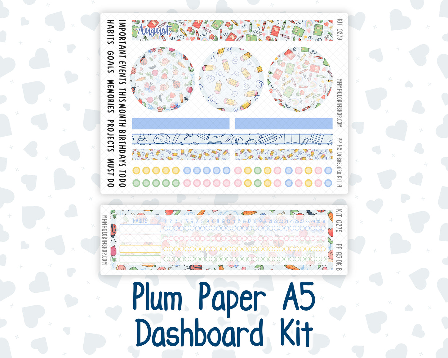Kit 0279 - A5 - Plum Paper - Dashboard Kit - August - Not Ready For School