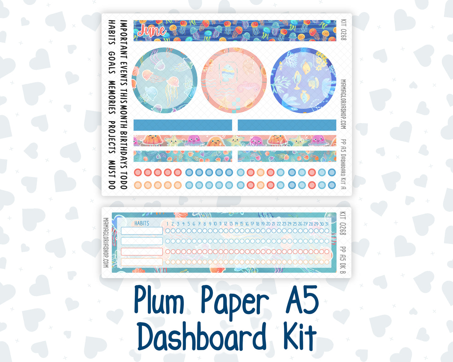 Kit 0268 - A5 - Plum Paper - Dashboard Kit - June - Sea Sweeties