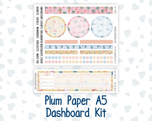 Kit 0270 - A5 - Plum Paper - Dashboard Kit - June - Beachside Bliss