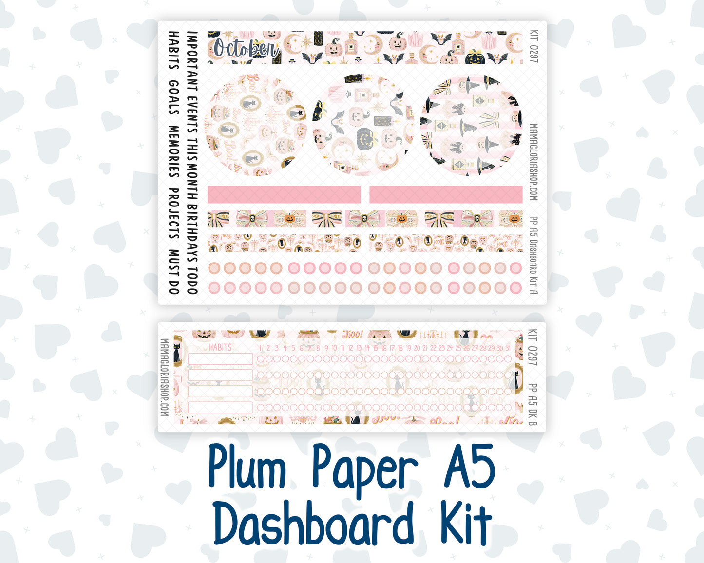 Kit 0297 - A5 - Plum Paper - Dashboard Kit - October - Pink Spell