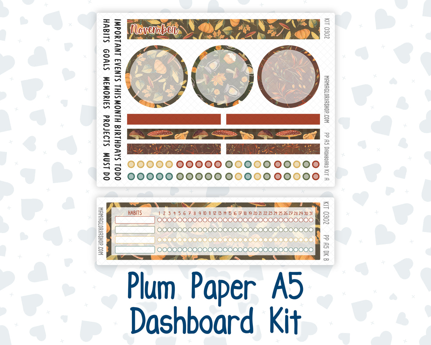 Kit 0302 - A5 - Plum Paper - Dashboard Kit - November - Thankful Season