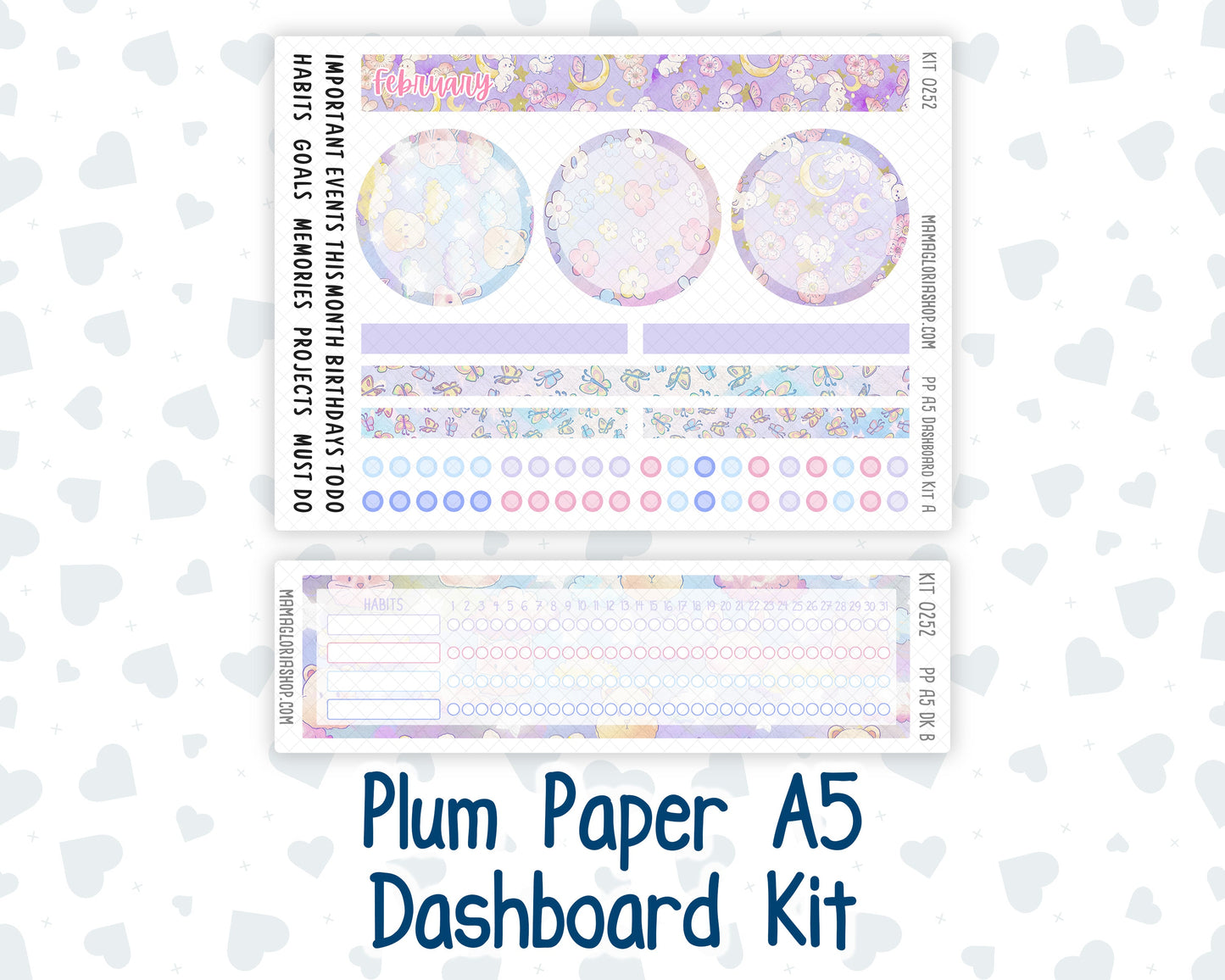 Kit 0252 - A5 - Plum Paper - Dashboard Kit - February - Tokyo Candy Cloud
