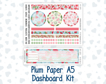 Kit 0276 - A5 - Plum Paper - Dashboard Kit - July - Melon Crush