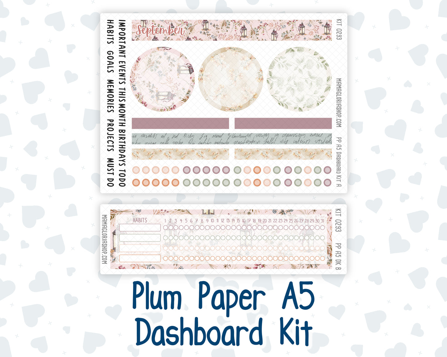 Kit 0293 - A5 - Plum Paper - Dashboard Kit - September - Fleur de Provence