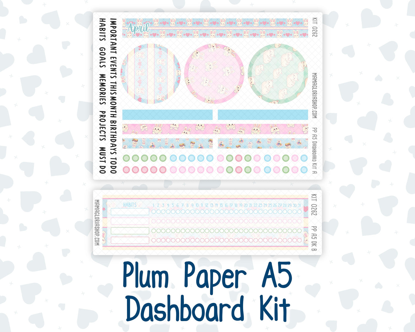 Kit 0262 - A5 - Plum Paper - Dashboard Kit - April - Spring Puffs