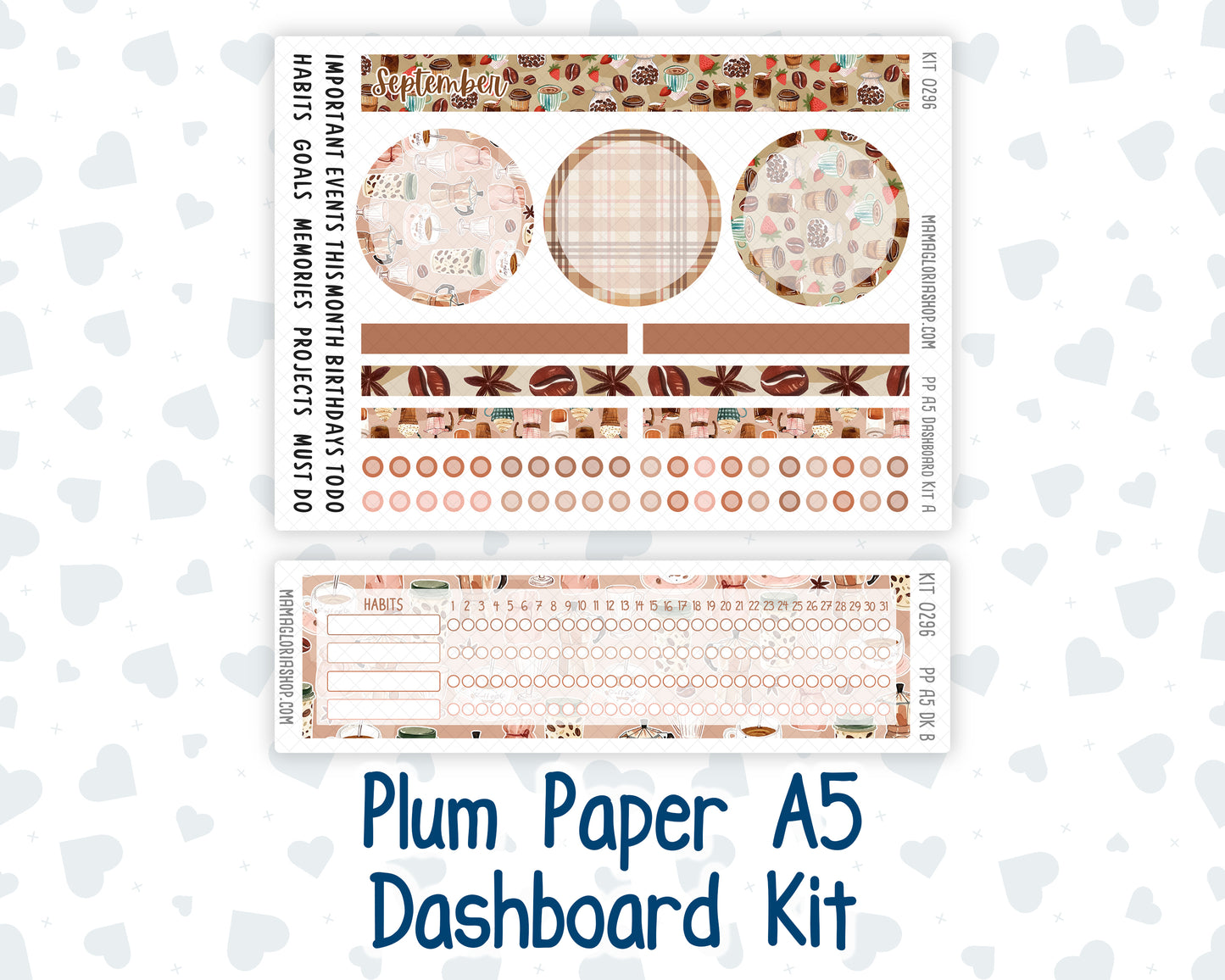 Kit 0296 - A5 - Plum Paper - Dashboard Kit - September - Coffee Break