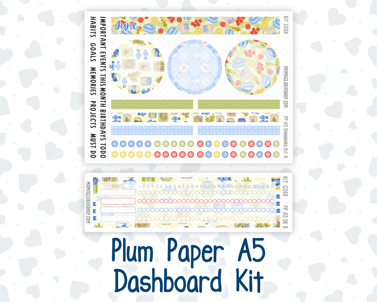 Kit 0269 - A5 - Plum Paper - Dashboard Kit - June - Dolce Mare