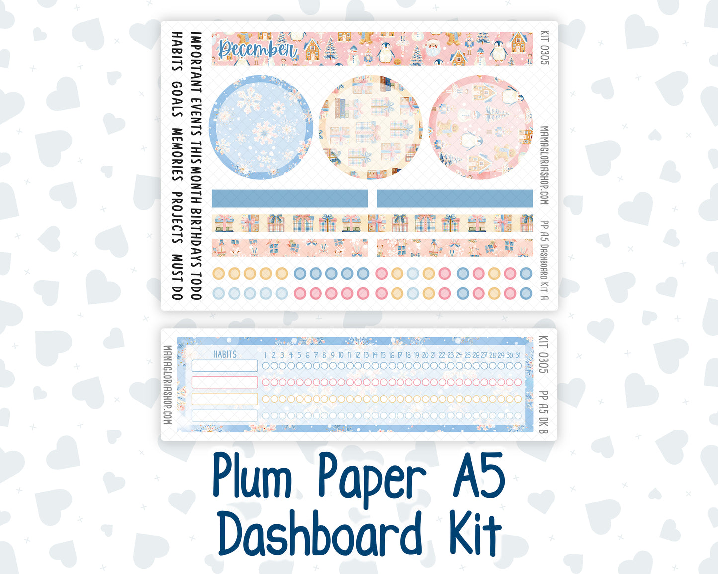 Kit 0305 - A5 - Plum Paper - Dashboard Kit - December - Sugarplum Parade