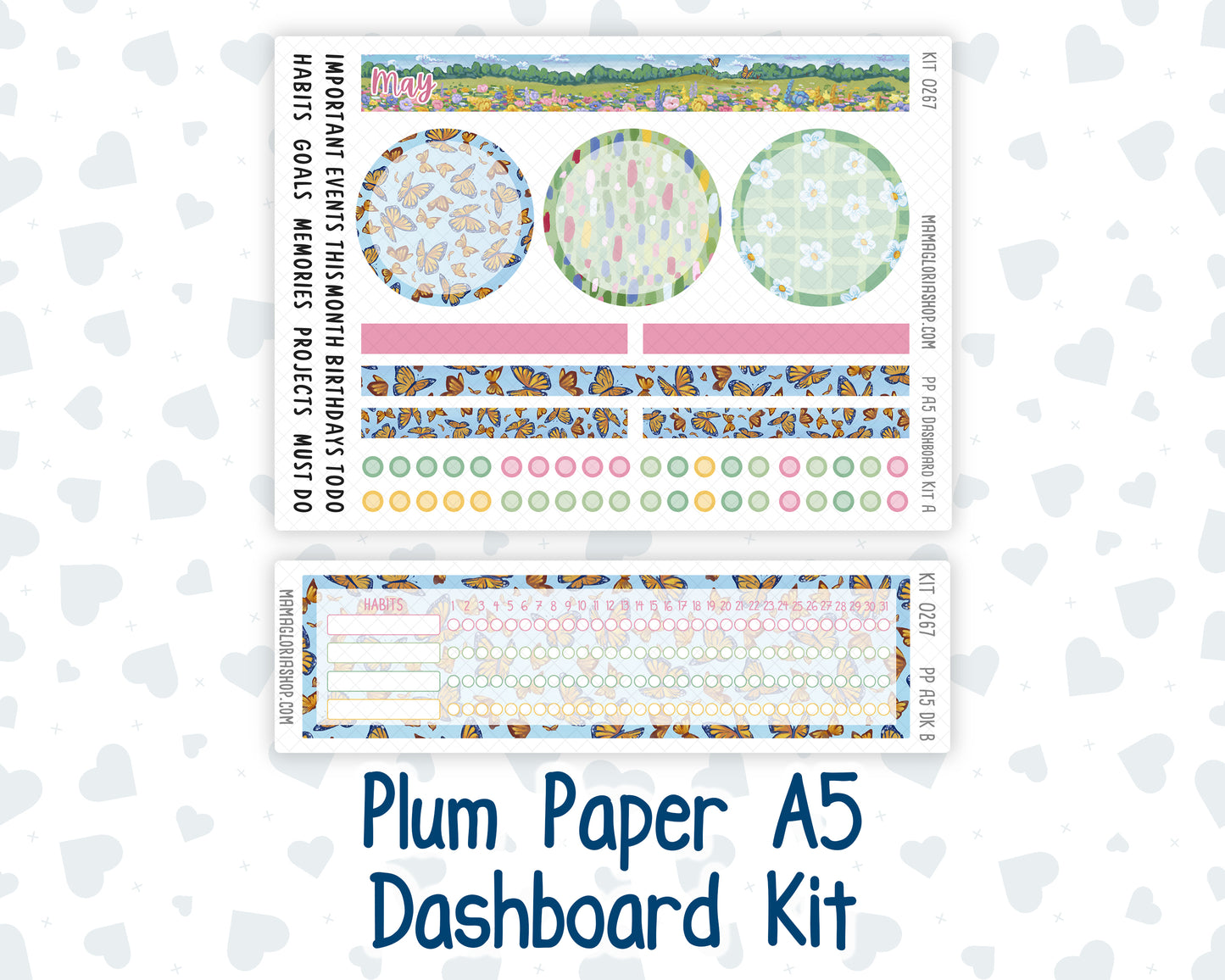 Kit 0267 - A5 - Plum Paper - Dashboard Kit - May - Flowers For Mama