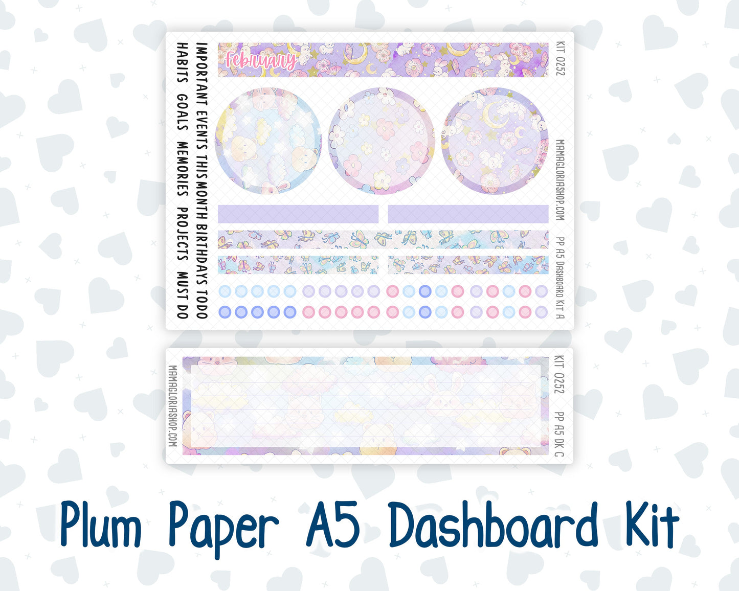 Kit 0252 - A5 - Plum Paper - Dashboard Kit - February - Tokyo Candy Cloud
