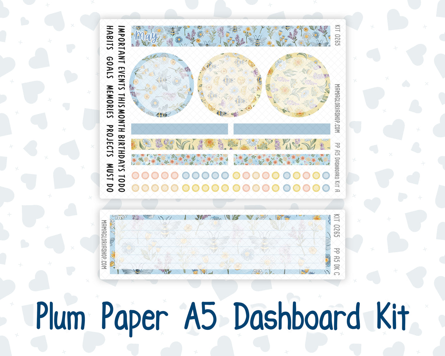 Kit 0265 - A5 - Plum Paper - Dashboard Kit - May - Honeybee Sky