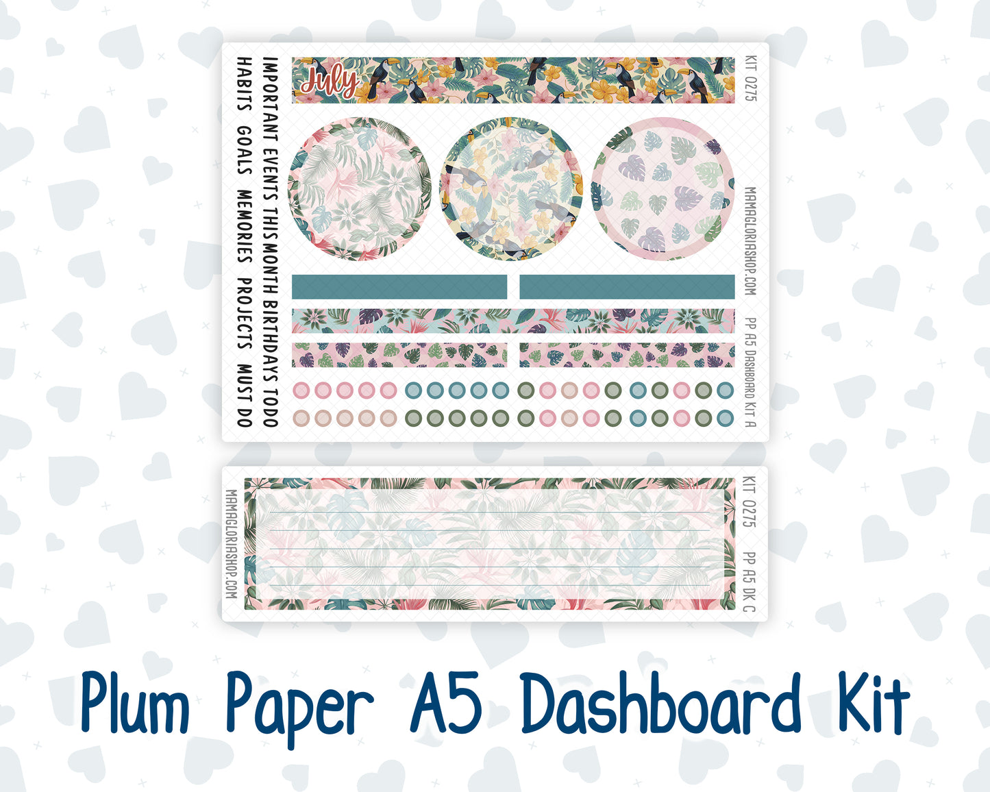Kit 0275 - A5 - Plum Paper - Dashboard Kit - July - Tropical Safari Blush