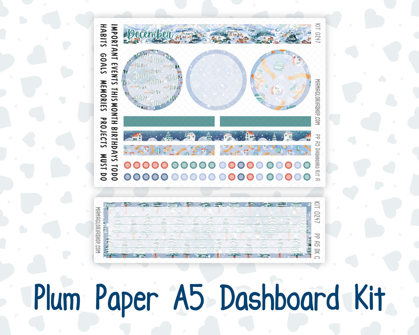 Kit 0247 - A5 - Plum Paper - Dashboard Kit - December - Snow Day Adventures