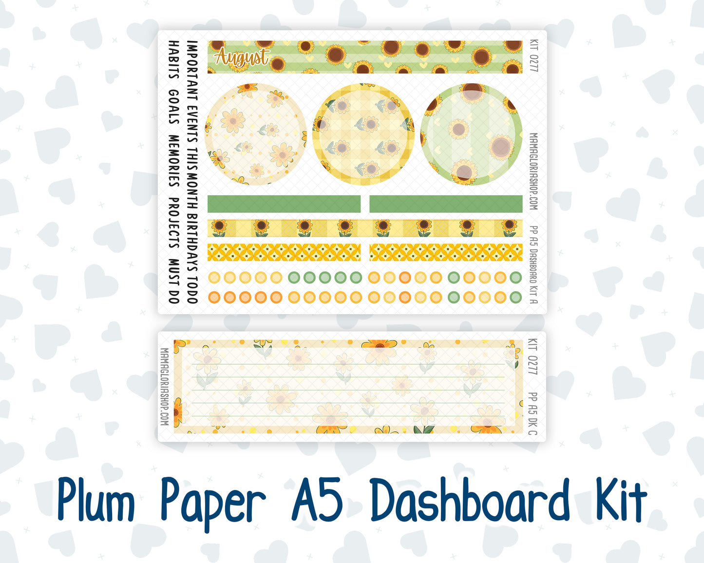 Kit 0277 - A5 - Plum Paper - Dashboard Kit - August - Sunflower Drama Club