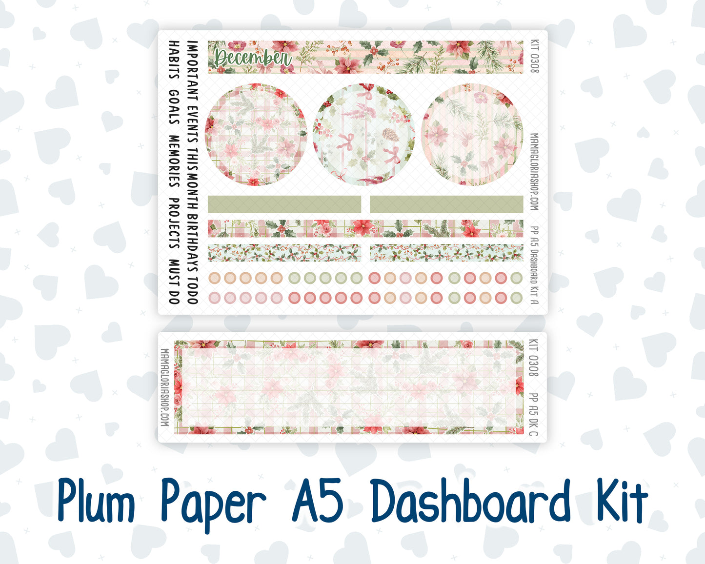 Kit 0308 - A5 - Plum Paper - Dashboard Kit - December - Knit & Holly