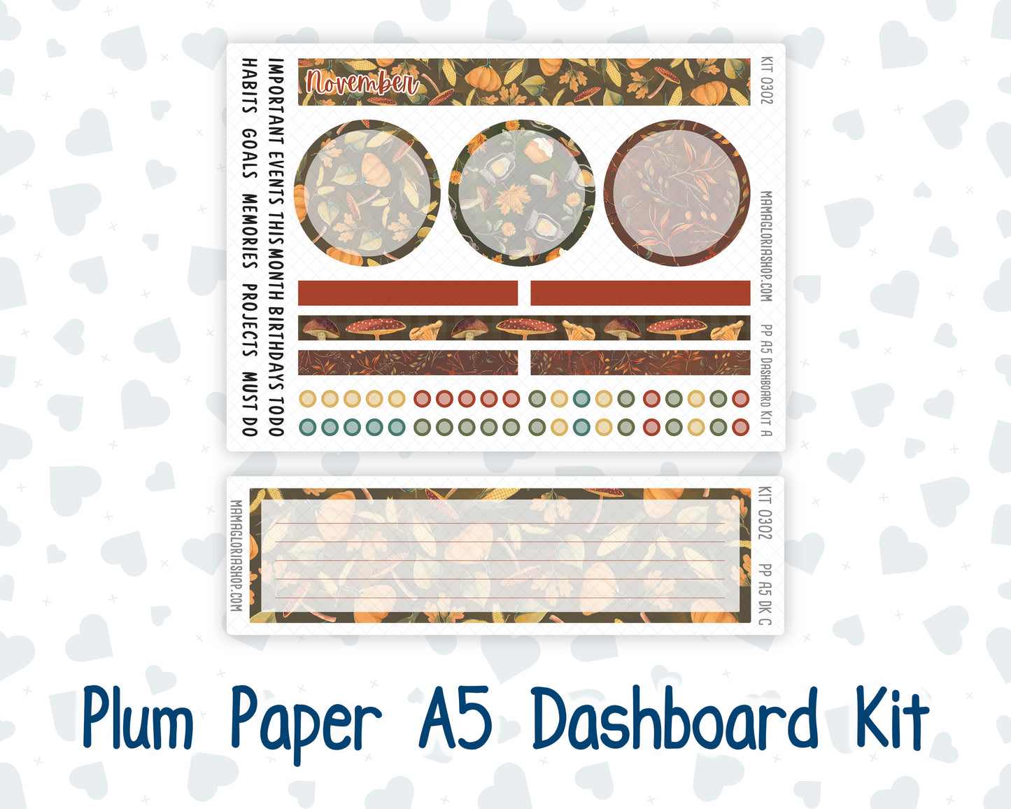 Kit 0302 - A5 - Plum Paper - Dashboard Kit - November - Thankful Season
