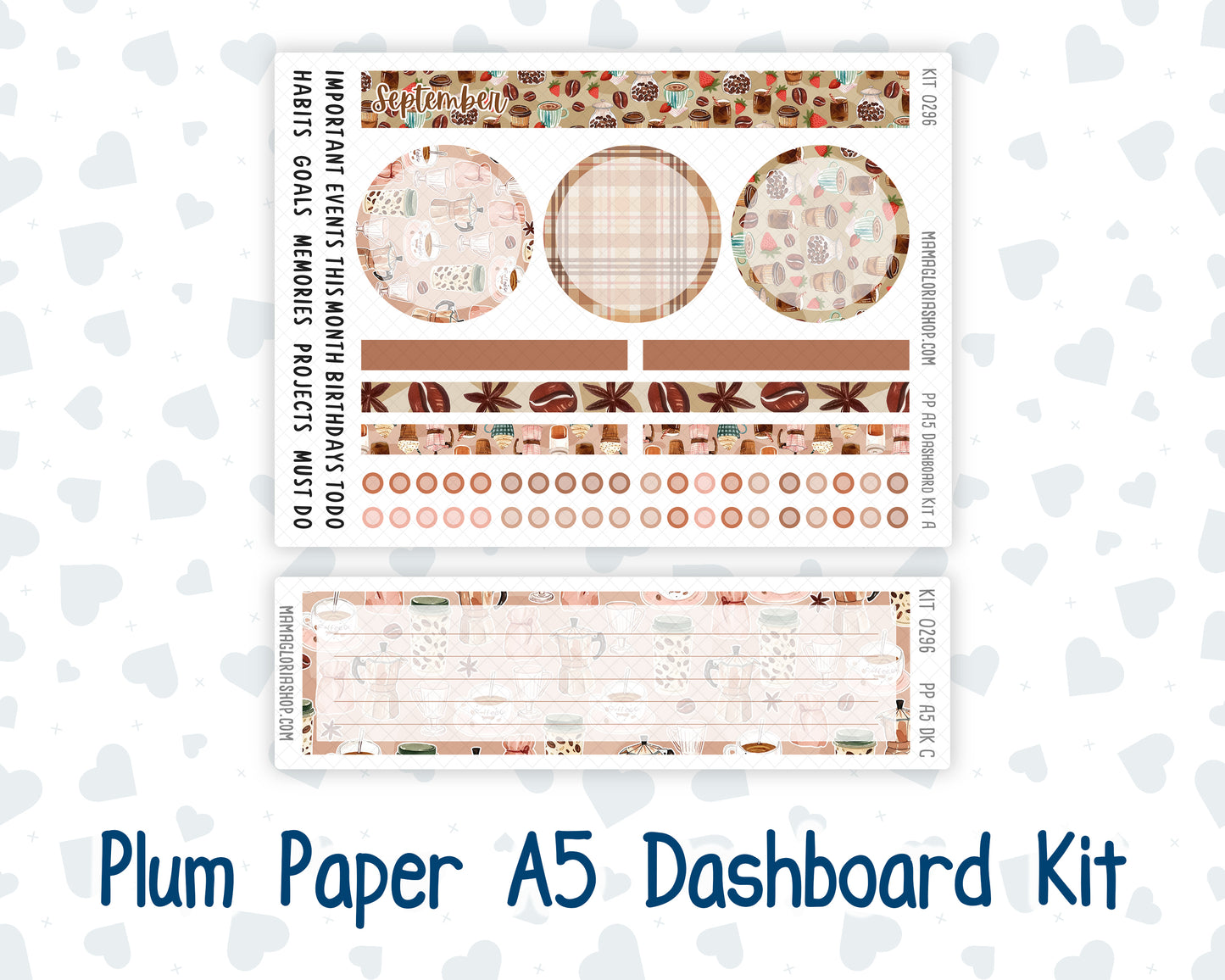 Kit 0296 - A5 - Plum Paper - Dashboard Kit - September - Coffee Break