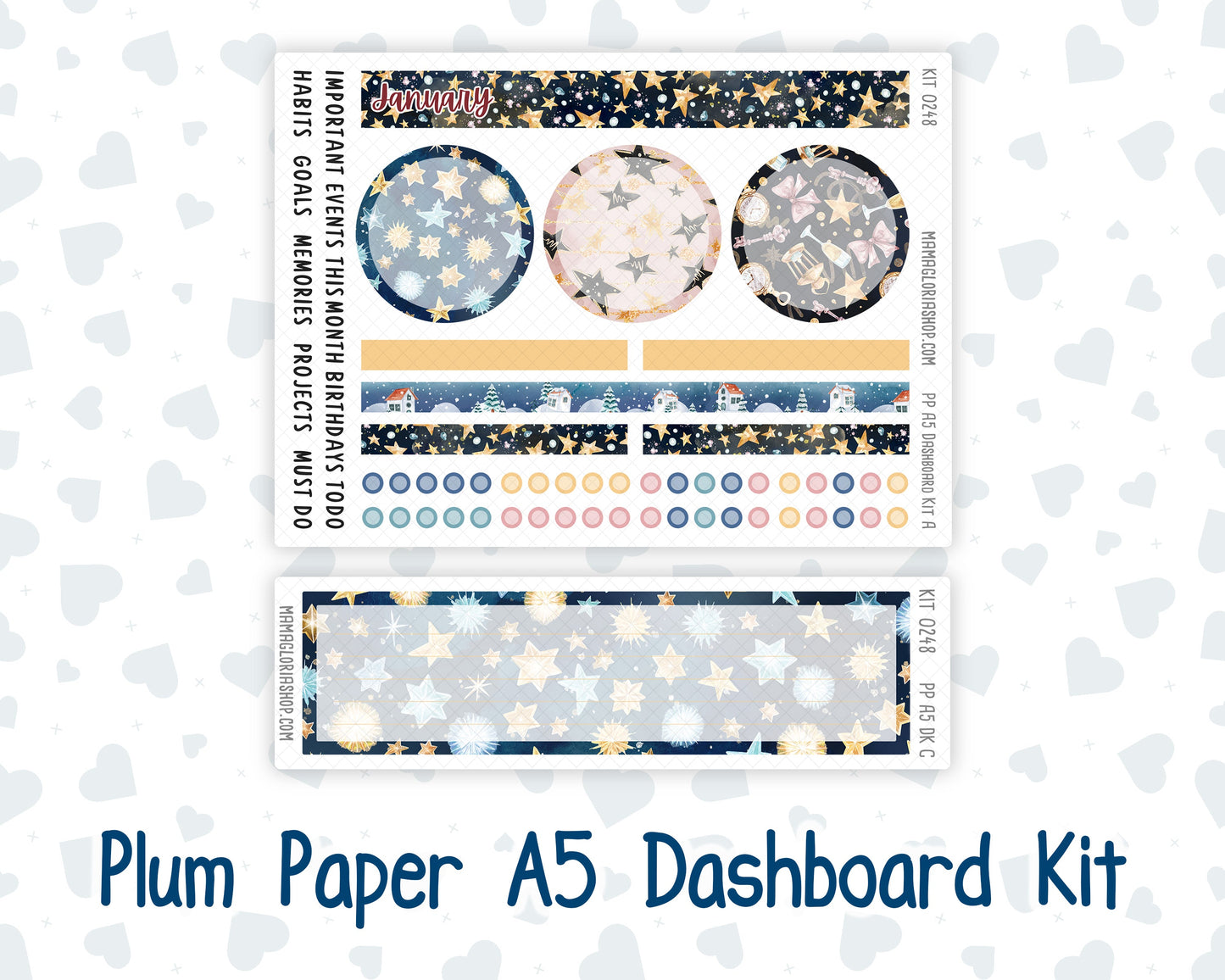 Kit 0248 - A5 - Plum Paper - Dashboard Kit - January - Midnight Countdown