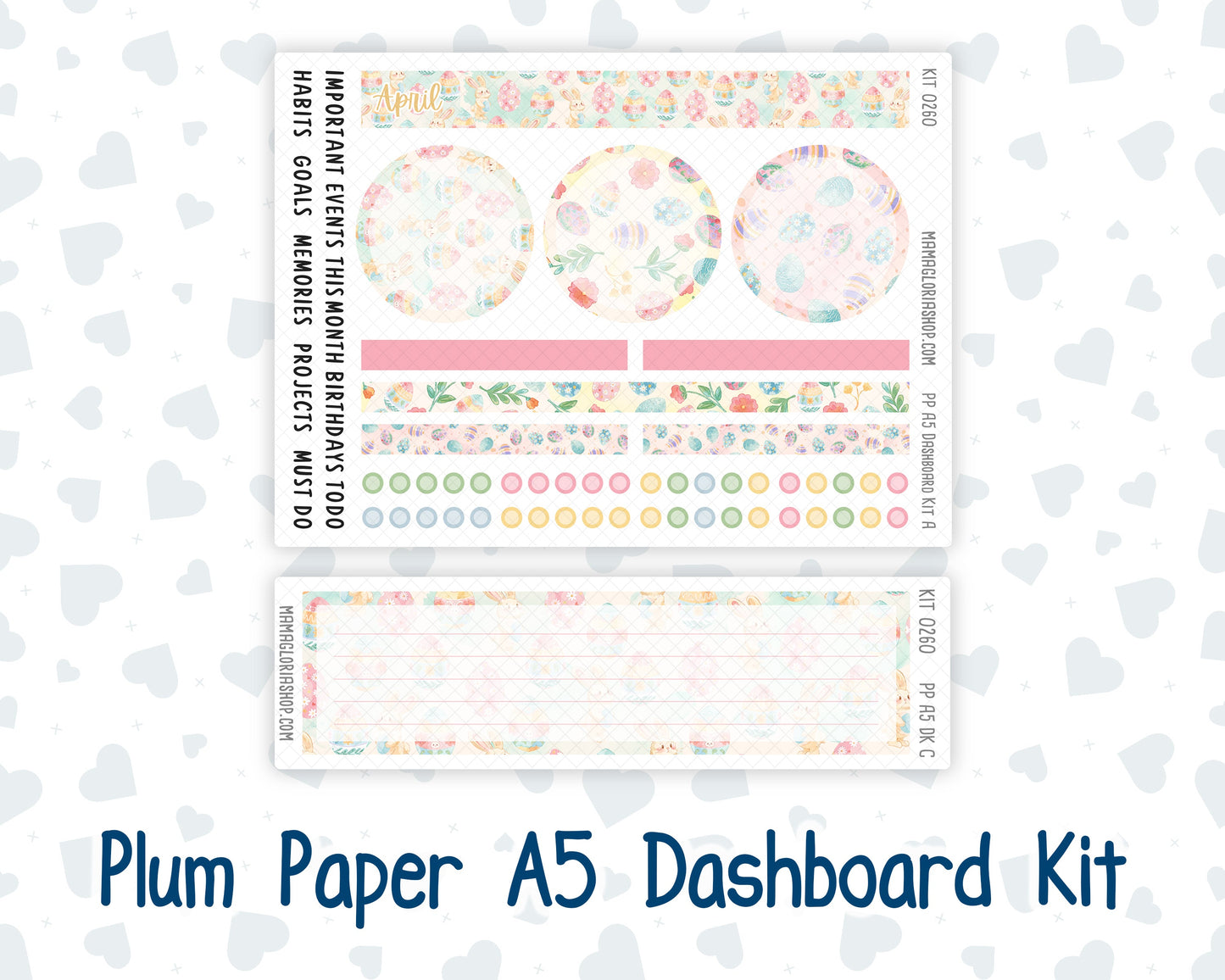 Kit 0260 - A5 - Plum Paper - Dashboard Kit - April - Pastel Egg Hunt