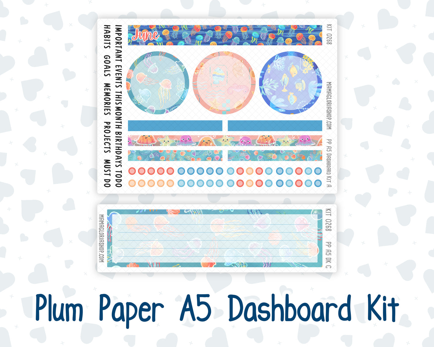 Kit 0268 - A5 - Plum Paper - Dashboard Kit - June - Sea Sweeties