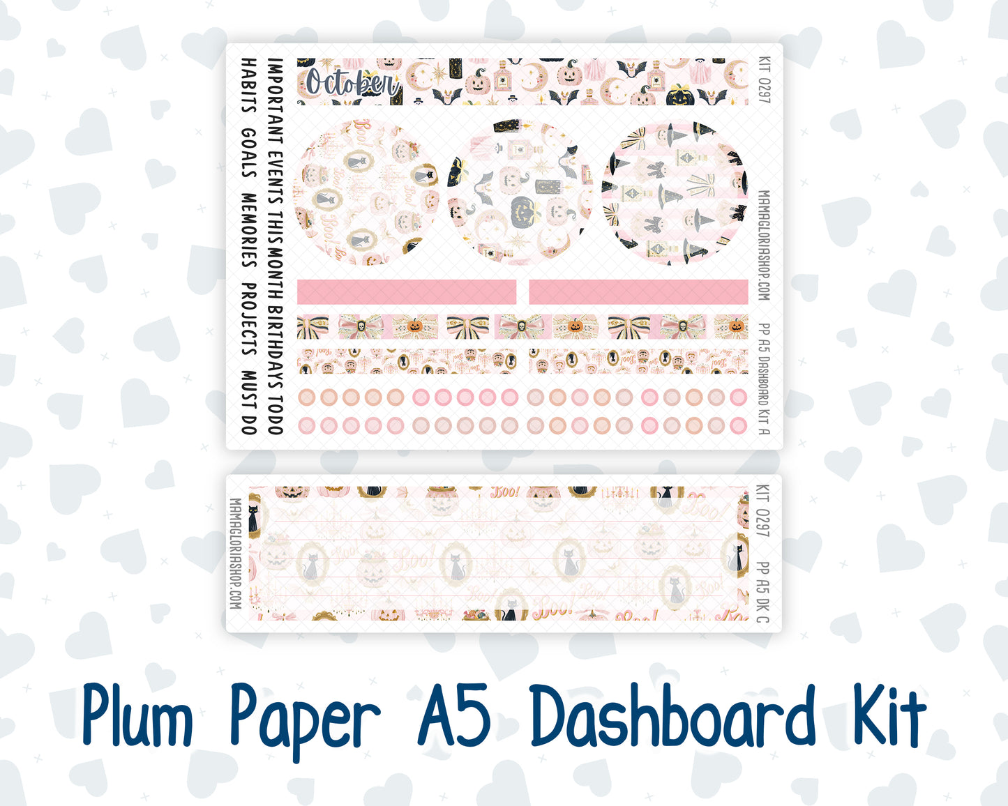 Kit 0297 - A5 - Plum Paper - Dashboard Kit - October - Pink Spell