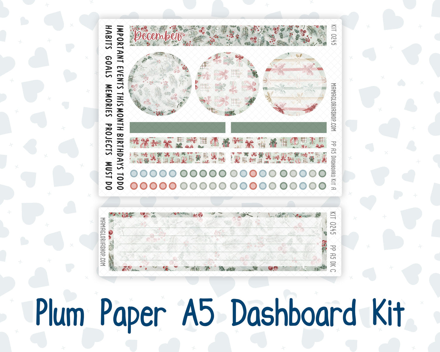 Kit 0245 - A5 - Plum Paper - Dashboard Kit - December - Vintage Christmas