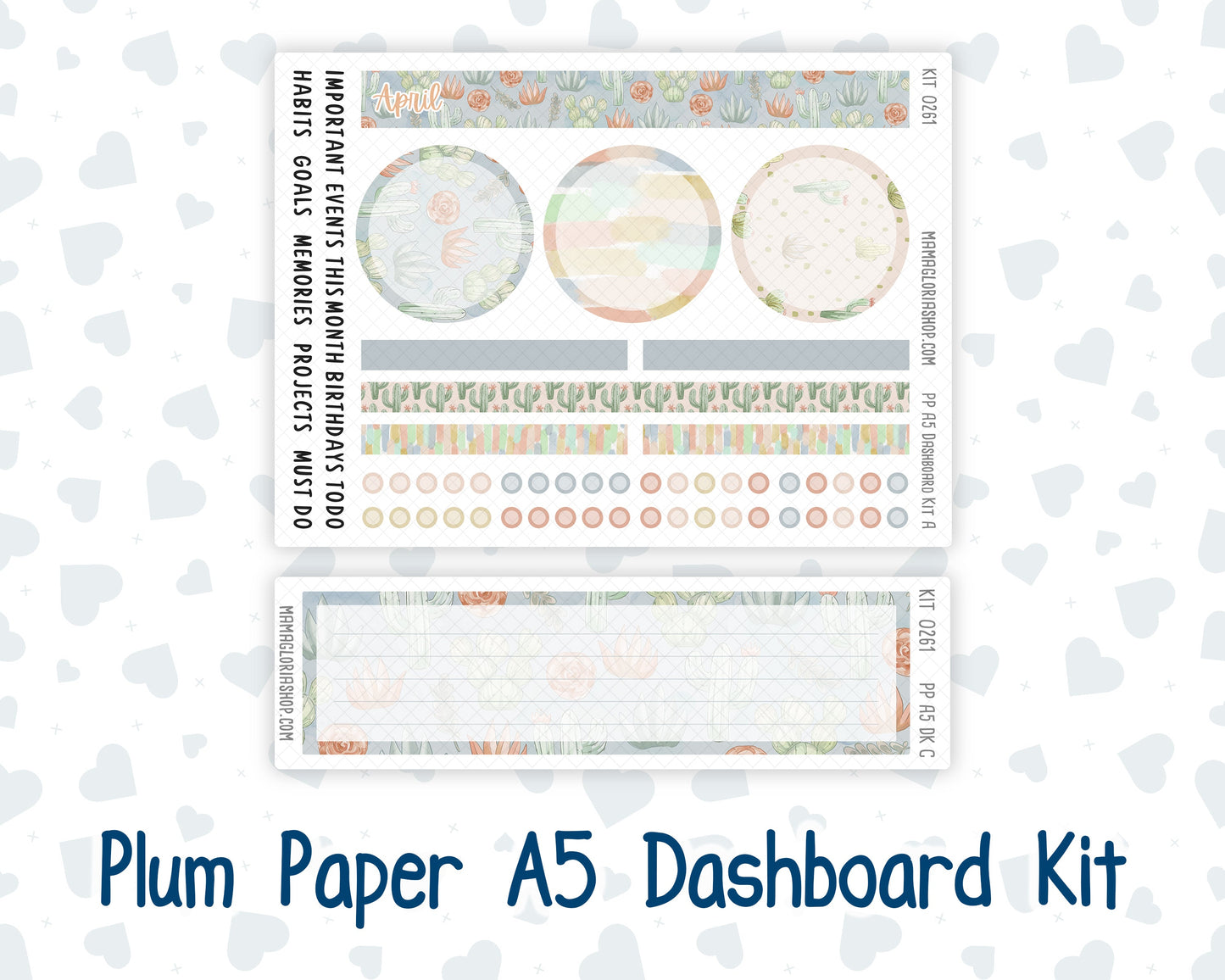 Kit 0261 - A5 - Plum Paper - Dashboard Kit - April - Llama Spring