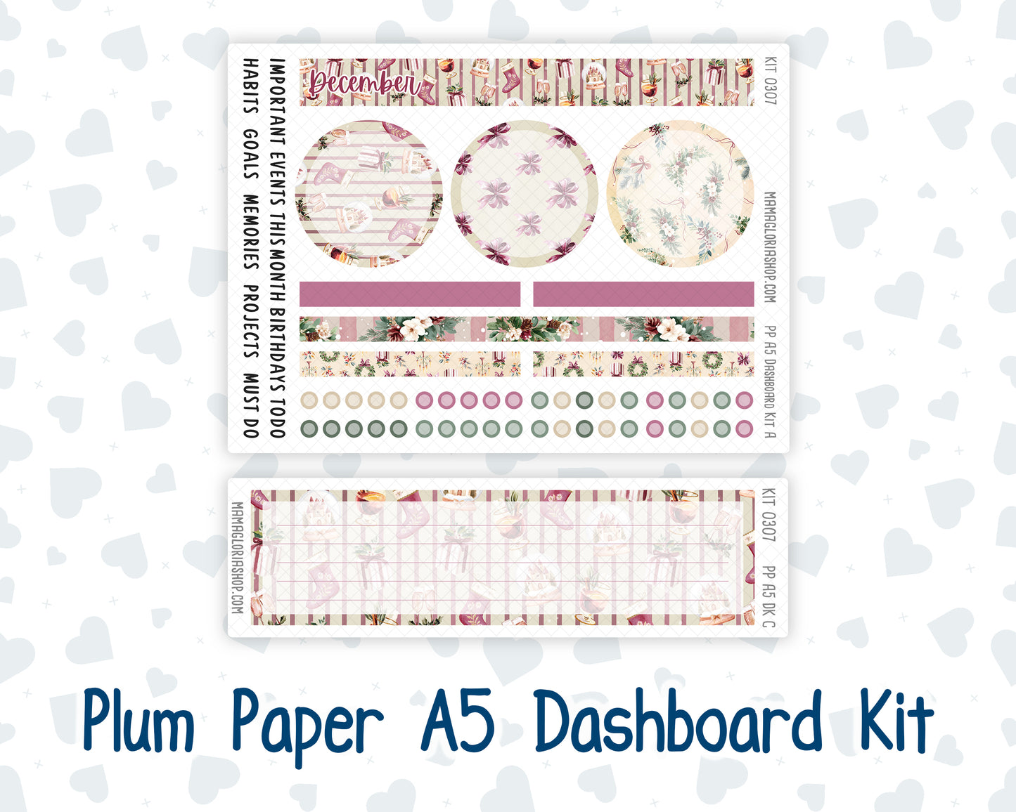 Kit 0307 - A5 - Plum Paper - Dashboard Kit - December - Velvet Hearth