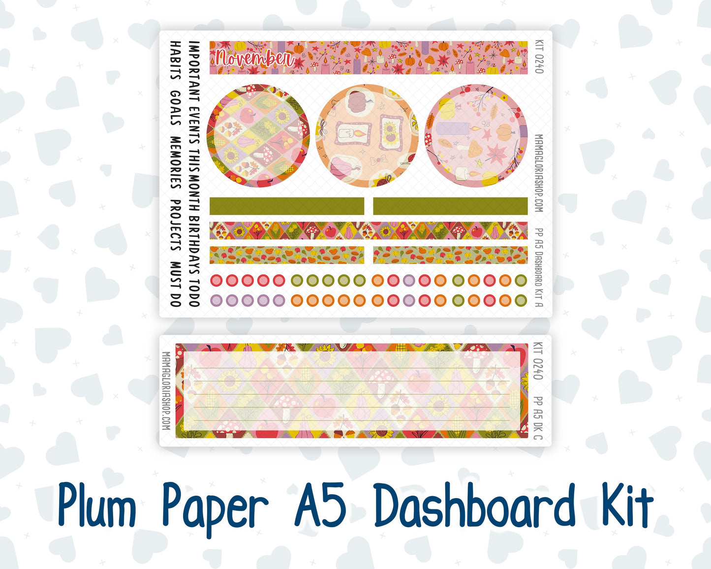 Kit 0240 - A5 - Plum Paper - Dashboard Kit - November - Cozy Thanksgiving