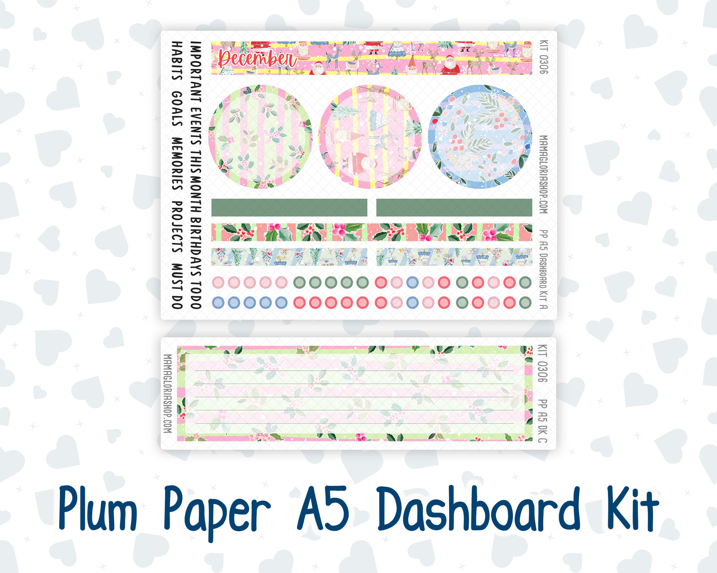 Kit 0306 - A5 - Plum Paper - Dashboard Kit - December - Jolly Mischief