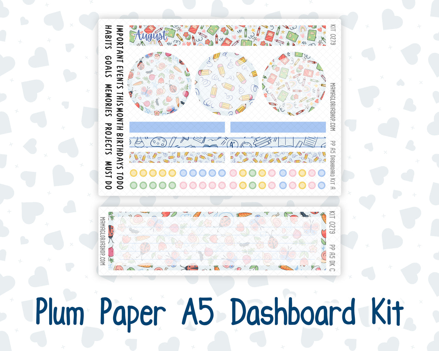 Kit 0279 - A5 - Plum Paper - Dashboard Kit - August - Not Ready For School