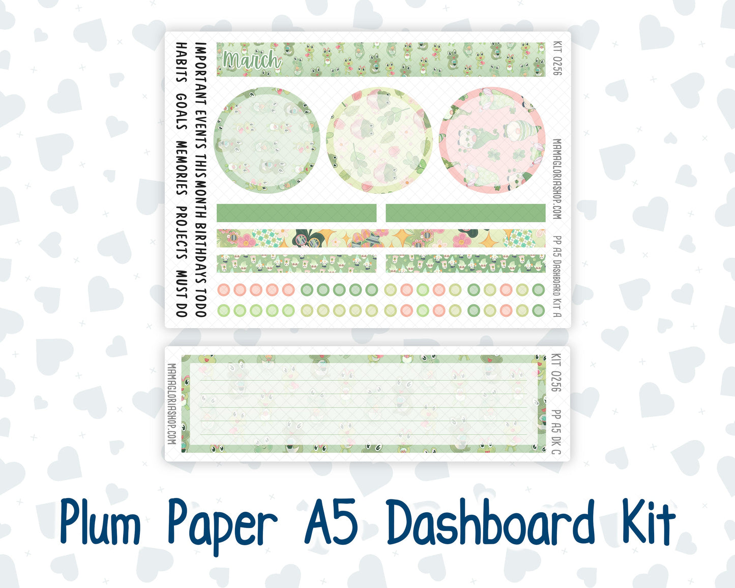 Kit 0256 - A5 - Plum Paper - Dashboard Kit - March - Froggy Luck