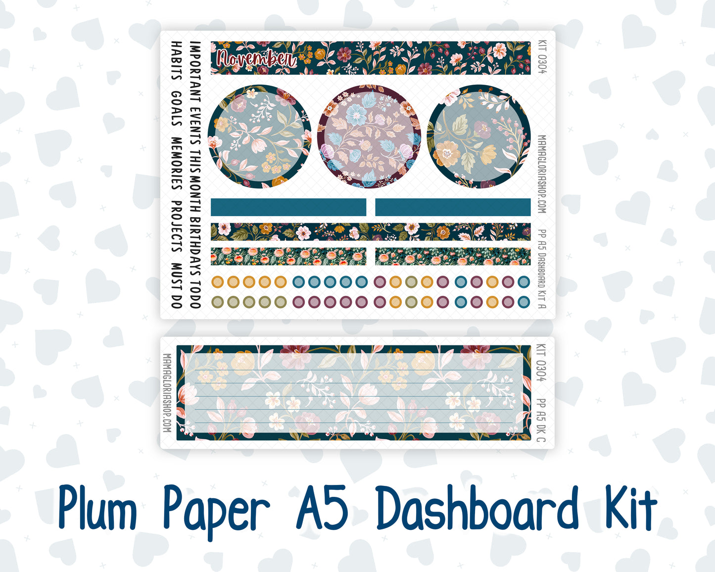 Kit 0304 - A5 - Plum Paper - Dashboard Kit - November - Autumn In Bloom