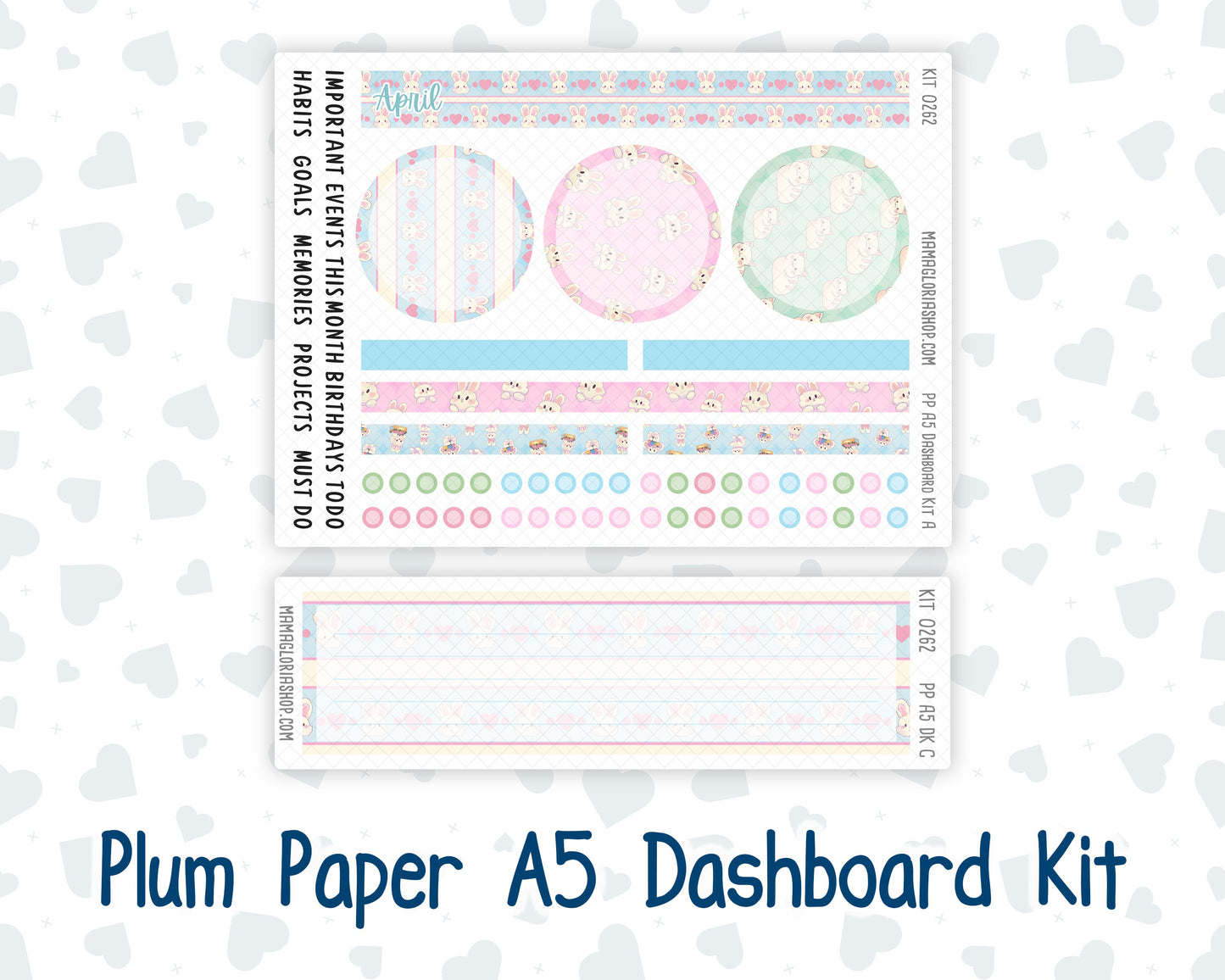 Kit 0262 - A5 - Plum Paper - Dashboard Kit - April - Spring Puffs