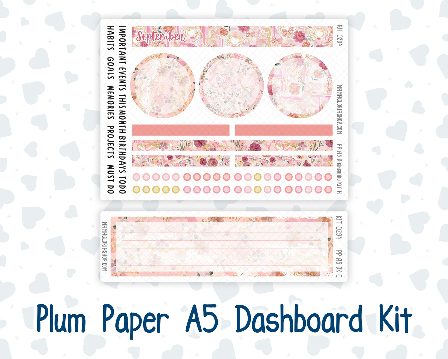 Kit 0294 - A5 - Plum Paper - Dashboard Kit - September - Rosy Reveria
