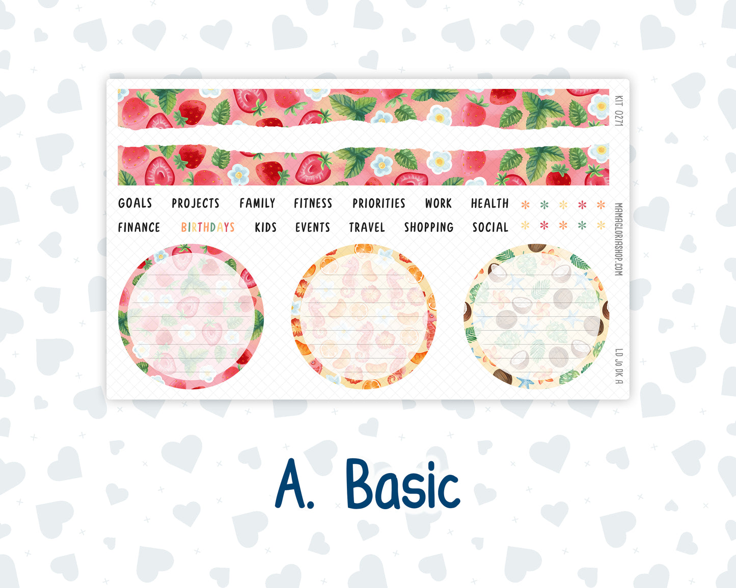 Kit 0271 - Laurel Denise The Jo Planner - Dashboard Kit - June - Strawberry Shore