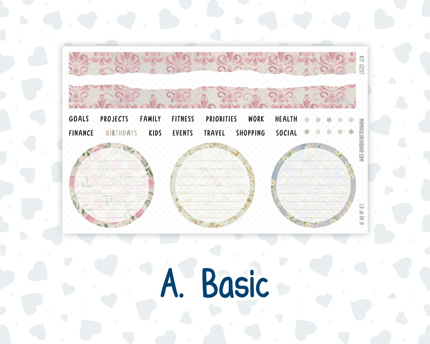 Kit 0257 - Laurel Denise The Jo Planner - Dashboard Kit - March - Blush Garden