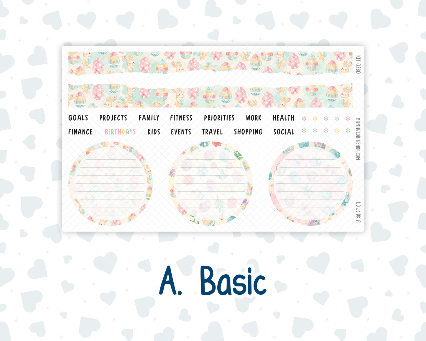 Kit 0260 - Laurel Denise The Jo Planner - Dashboard Kit - April  - Pastel Egg Hunt