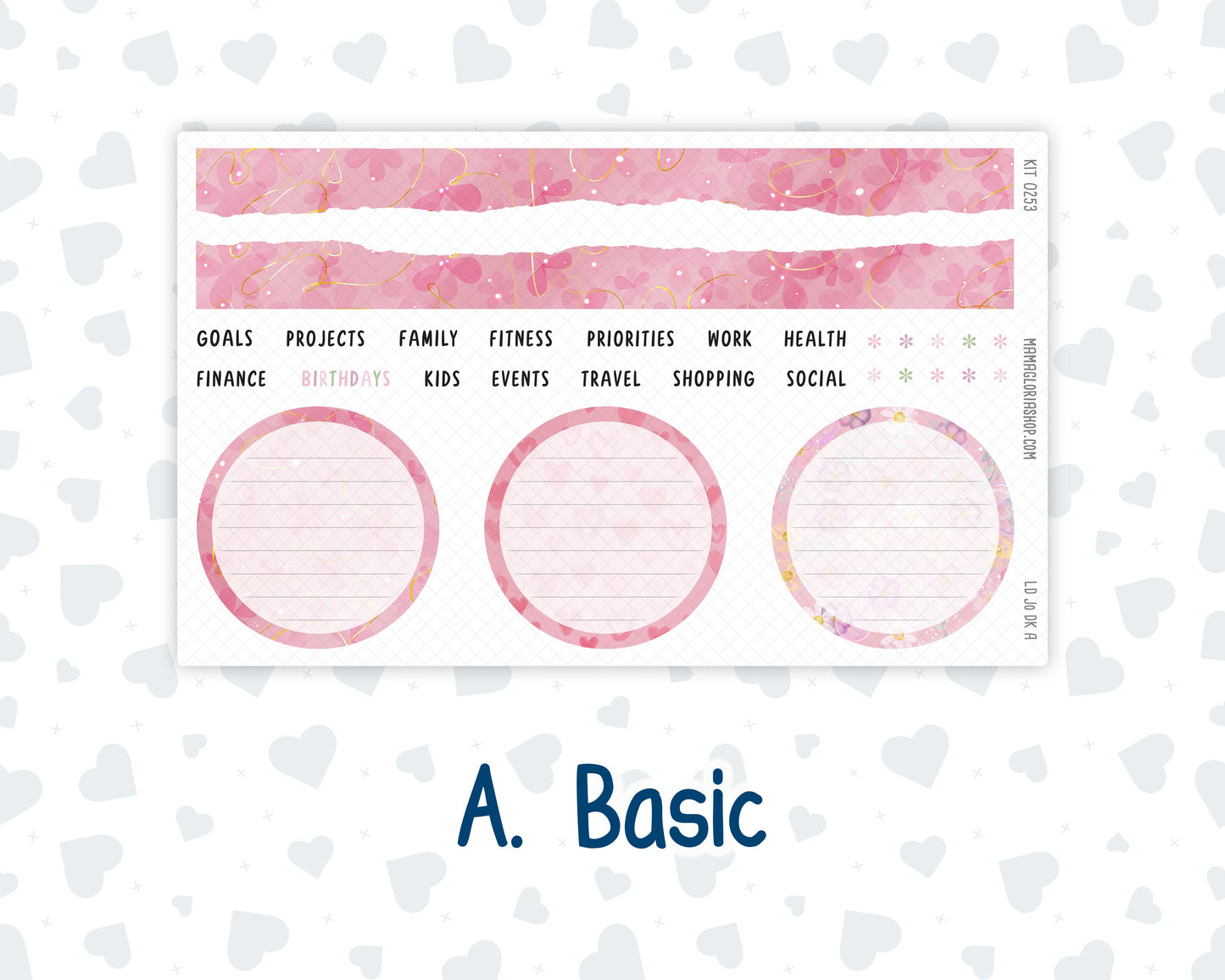 Kit 0253 - Laurel Denise The Jo Planner - Dashboard Kit - February - Rosy Daydreams