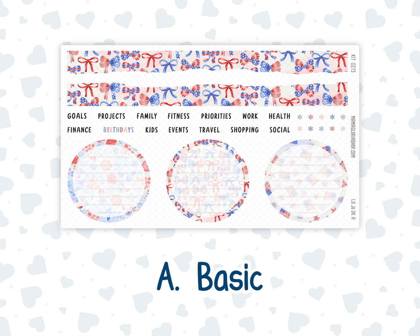 Kit 0273 - Laurel Denise The Jo Planner - Dashboard Kit - July - Americana In Bloom