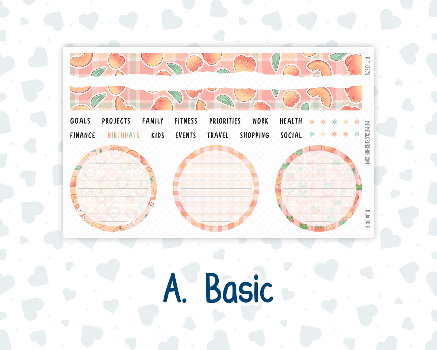 Kit 0278 - Laurel Denise The Jo Planner - Dashboard Kit - August - Oops, All Peaches
