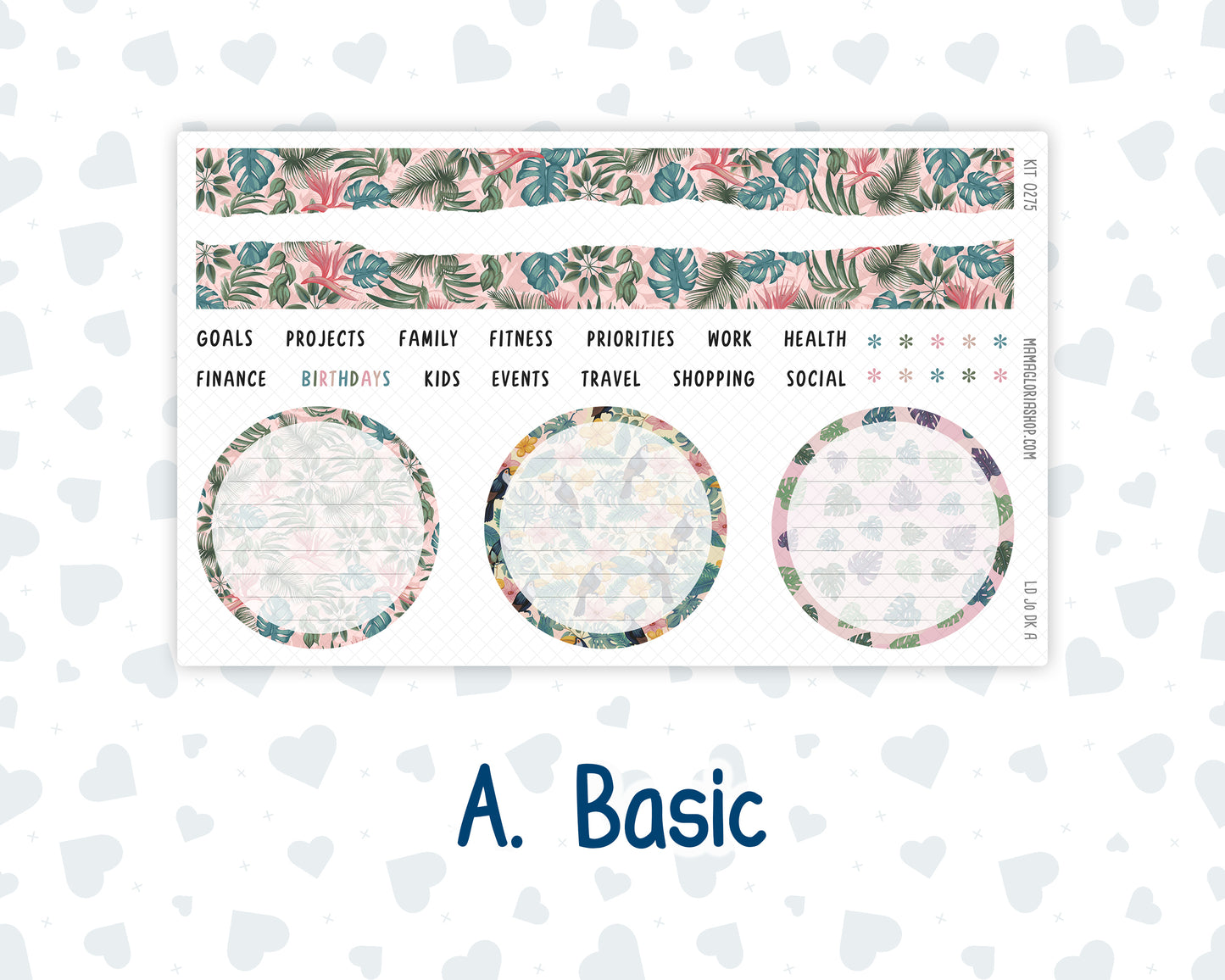 Kit 0275 - Laurel Denise The Jo Planner - Dashboard Kit - July - Tropical Safari Blush