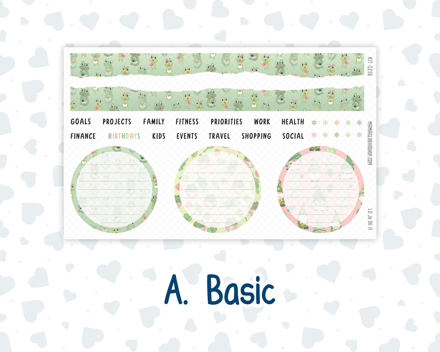 Kit 0256 - Laurel Denise The Jo Planner - Dashboard Kit - March - Froggy Luck