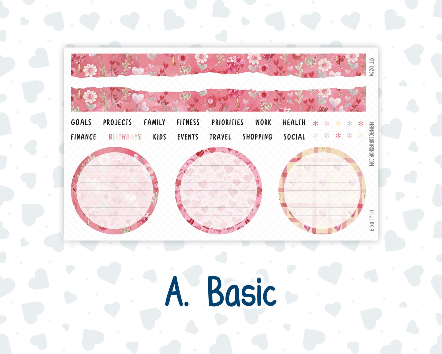 Kit 0254 - Laurel Denise The Jo Planner - Dashboard Kit - February - Valentine Village