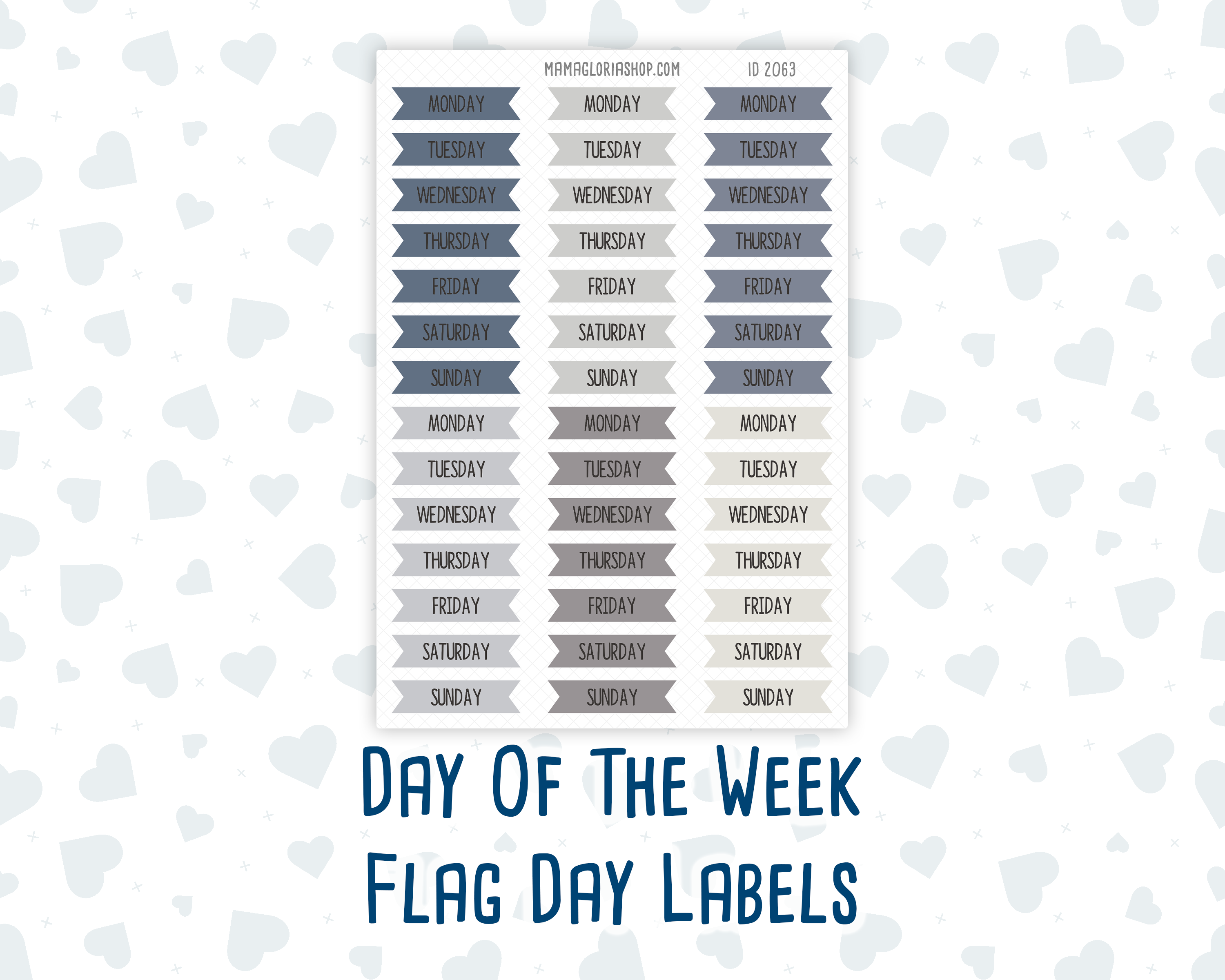 Printable Flagging Labels Day of the Week – Flag Day Labels | Muted Slate Collection – mamagloriashop